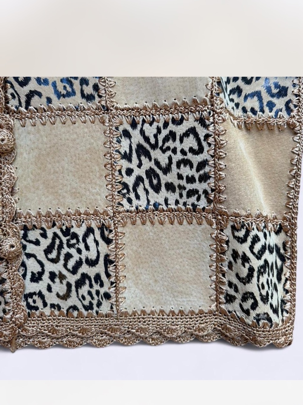 Y2K vintage cheetah leopard print leather patchwork women’s medium - Picture 3 of 7